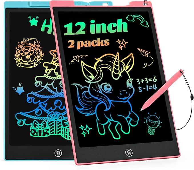 EooCoo Toys for Ages 3-8, 12 Inch LCD Writing Tablet 2 Pack, Preschool Classroom Must Haves, Electronic Drawing Board Drawing Pad, Birthday Gifts for Boys & Girls, Kids Travel Essential - 12 Inch
