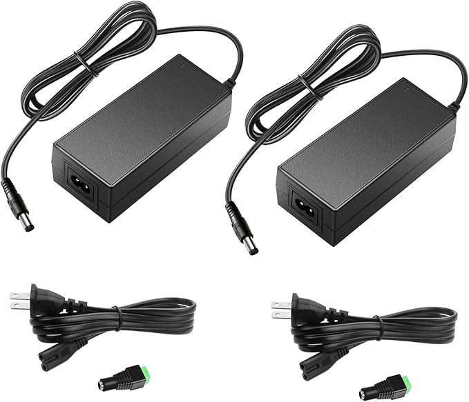SHNITPWR 12V Power Supply 5A 60W AC to DC Converter Adapter 100~240V to 12 Volt 5 Amp Transformer LED Driver 5.5x2.5mm Plug for 5050 3528 LED Strip Light 3D Printer CCTV Camera LCD Monitor, Pack of 2