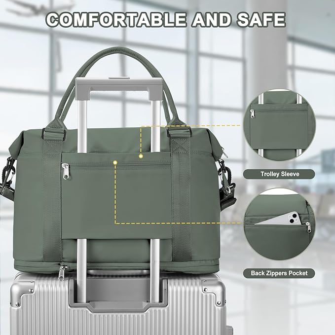 Travel Duffel Bag, Sports Tote Gym Bag, Shoulder Weekender Overnight Bag for Women