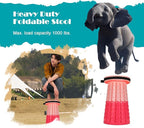 Spisces Upgraded Collapsible Stool with Cushion, 1000 lbs Capacity & 19.7-in High, Wider & Taller Heavy Duty Portable Telescoping Foldable Seat for Adults Camping, Travel, Music Festivals, Outdoors