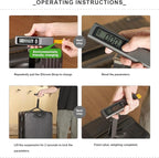 ECSiNG Portable Luggage Scale Battery Free - Digital & Backlit LCD Display, Luggage Weight Scale, 110 lbs/50 kg, For Travel, Airplane, Shipping, Shopping, Outdoor