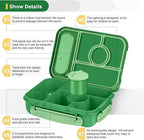 Amathley Bento Box Adult Lunch Box Kids,Lunch Containers for Adults/Kids/Toddler,5 Compartments Bento Lunch Box with Sauce Vontainers,Microwave & Dishwasher & Freezer Safe,BPA-Free (Emerald green)
