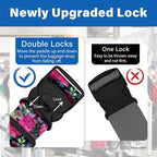 2 Pack Luggage Straps for Suitcases, Adjustable Travel Belt with Double Lock and Quick Release Buckle, Heavy Duty Nylon Bag Packing Strap, Bright Identifiers Business Travel Accessories-Pink Flowers