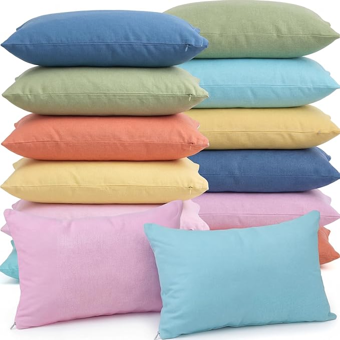 Kigley 12 Pack Mini Pillows for Daycare 9.1 x 13.8'' Small Travel Pillow Bulk Soft Breathable Cotton Pillow for Nap Travel Pet Neck Lumbar Purse Insert(Morandi)