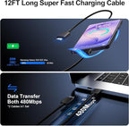 Super Fast Charger Type C, 25W USB C Wall Charger Fast Charging for Samsung Galaxy S26 Ultra/S26/S26+/S25 Ultra/S25/24 Ultra/S24/S23 Ultra/S22 Ultra with 12FT Long Android Type C Charger Cable 2Pack