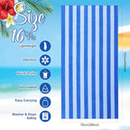 Redbaker 16 Packs 59 x 28 inches Oversized Vertical Stripe Beach Towel Bulk Extra Large Pool Towels Set Microfiber Quick Dry Swim Towel Blanket for Women Men Adult Bath Travel(Blue)