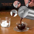 Small French Press Stainless Steel Coffee Maker 21oz(3 Cups), Double Wall Insulated for Hot& Cold Brew, Compact Coffee& Tea Press for Camping, Office, Travel with 3 Ultra-Fine Filters & Spoon- Silver