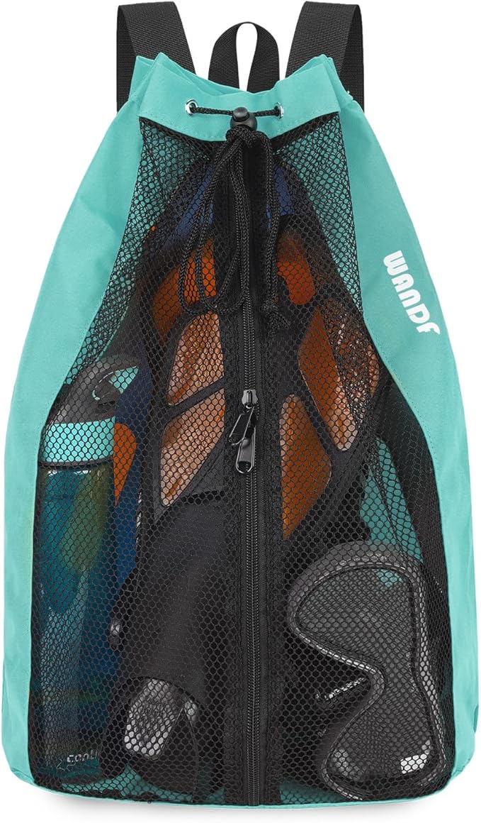WANDF Swim Bag Mesh Drawstring Backpack Beach Backpack for Swimming, Gym, and Workout Gear