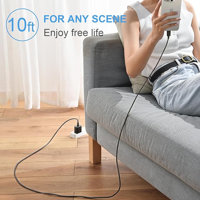 iPhone 17 16 15 Charger Fast Charging 3+3Pack 20W USB C Wall Charger with 10FT Fast Charging Cable Compatible with iPhone 17/17 Air/17 Pro/17 Pro Max/iPhone 16/15 Series, iPad Pro/AirPods -Black