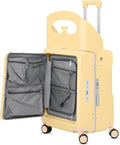 advwin 22" Ride-On Luggage with Seat for Kids & Adults, Lightweight Hardside Ride-On Suitcase with Front Opening, TSA Lock, 360° Spinner Wheels, Yellow