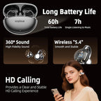 Jewelry-Inspired Clip On Earbuds,Comfortable Fit Open Ear Clip-On Headphones,Wireless Bluetooth Ear Cuff Headphones for Women,Earrings Earbuds for Running,Office,Sport&Gift (Butterfly - Black)