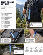 Water Filter, Portable Water Filter Straw, Emergency Survival Filtration System, Lightweight Personal Water Purifier, Includes 480ml Reservoir & Tube, for Hiking, Camping, Travel (2)