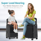 advwin 22" Ride On Luggage with Seat for Kids & Adults, Lightweight Hardside Ride-On Suitcase with Front Opening, TSA Lock, 360° Spinner Wheels, Black