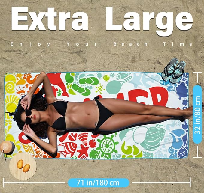 Widdonen Microfiber Lightweight Beach Towel Sand Free Quick Dry Absorbent Thin Compact Towels for Swimming Pool Camping Beach Accessories Large Easy Pack Travel Things for Vacation Essentials Gift