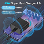 45W Super Fast Charger USB C Android Phone Type C Charger Fast Charging Block with 5FT Cord for Samsung Galaxy S26/S26 Ultra/S26+/S25 Ultra/S25/S24 Ultra/S24/S23 Ultra/S22/S21/S20/Note 10, Black