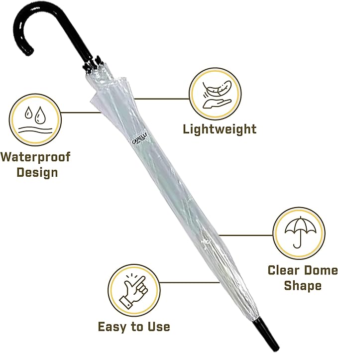 Capelli New York Adult Umbrella, Clear Umbrella for Rainy Days, Travel Essentials, Must-Have College Dorm Essentials