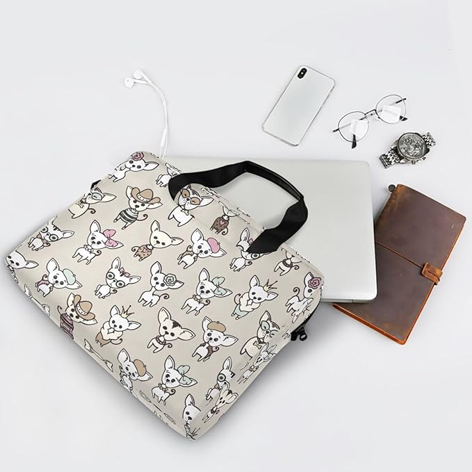 Laptop Bag 15.6 inch, Waterproof Laptop Case with Strap, Protective Laptop Carrying Case for Women & Men, Cute Chihuahua Dogs