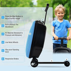 2-in-1 Ride-On Scooter Suitcase for Kids & Adults, 20” Foldable Hardshell Carry-On Luggage for Travel, Lightweight Kids Scooter Bag with Wheels