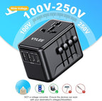 VYLEE Universal Travel Adapter, Type D/G/C/I/A International Adaptor with 2 USB C 2 USB A, Worldwide Charger for Europe UK Maldives Sri Lanka India Nepal Ghana Zimbabwe Tanzania Nigeria (Black)
