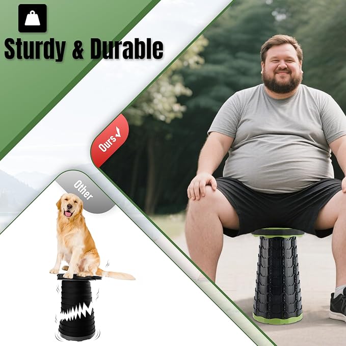 Doseno Upgraded Foldable Stool Thickened, Portable Collapsible Stool Retractable Stool for Fishing, Hiking Tours, BBQ, Parties, Outdoor Activities
