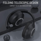 LORELEI B-C6 Wireless Over Ear Headphones, 50H Playtime Foldable Lightweight Bluetooth Headsets, Deep Bass, Built-in Microphone, Memory Foam Earmuff, for Travel, Home Office(Space Black)