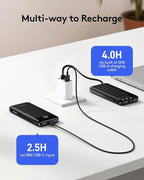 Orfeika Portable Phone Charger, 10000mAh Portable Charger Power Bank with Built-in Cables, Travel Essential Battery Pack Compatible with iPhone, Samsung, Google, iPads, Tablets, etc