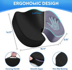 CushZone Seat Cushion - Memory Foam Office Chair Cushion for Sciatica, Tailbone & Back Pain Relief - Orthopedic Coccyx Pillow for Car, Airplane, Pregnancy & Long Sitting at Work, Black