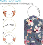 Fintie Luggage Tags, Privacy Cover ID Label with Stainless Steel Loop and Address Card for Travel Bag Suitcase - Blooming Hibiscus (2 Piece)
