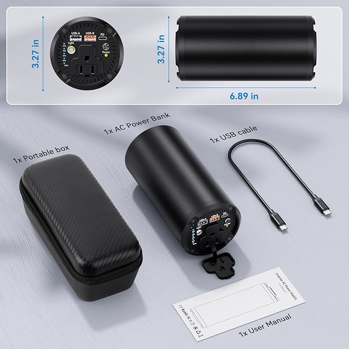 Portable Power Bank with 100W AC Outlet, 98Wh/27000mAh with 65W PD USB C, Travel Portable Battery Pack Laptop Power Bank for HP, Notebooks, MacBook1