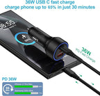 Multi 3 Ports Fast Car Charger Adapter 12V Auto Vehicle Plug - USB C & USB A Quick Charging - Cigarette Lighter Cell Phone Automobile Charger for iPhone 17 Pro Max Air 17e 16e 16 15, Samsung S26