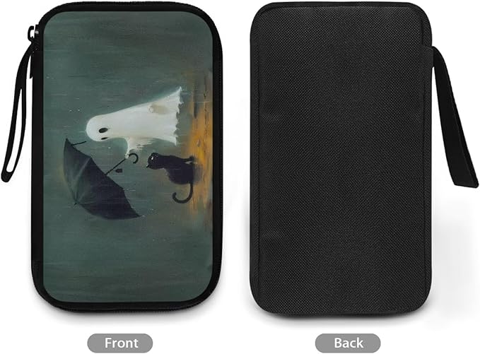 Halloween Ghost and Cat Print Electronic Organizer Travel Organizer Bag Electronics Accessories Cases Storage Bag Waterproof for Cable USB SD Card Power Bank Earphone