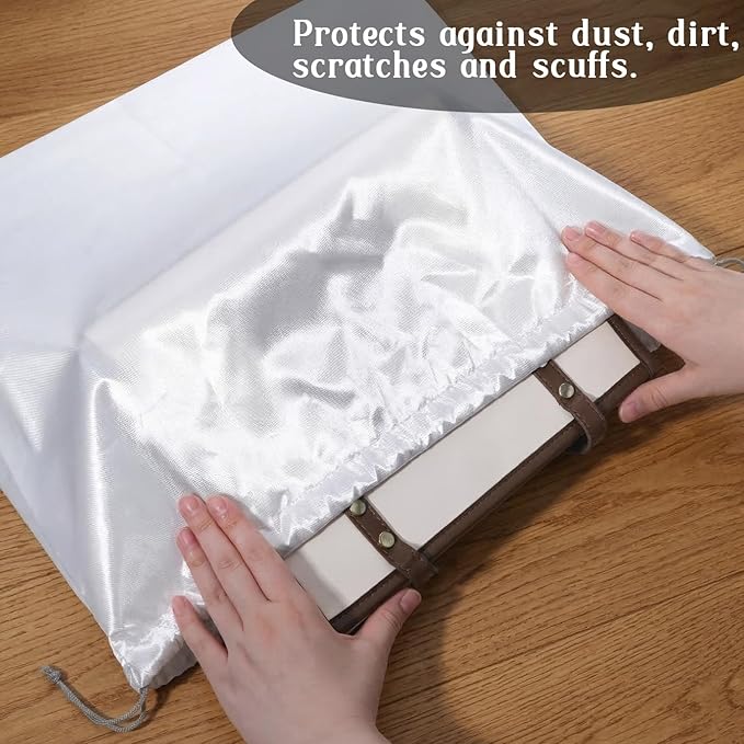 JJUNW 3 Pcs Dust Bags For Handbags, White Purse Dust Bags With Drawstring, Large Cloth Storage Purse Protector Bag For Handbags Shoulder Bag Purses Shoes Daily Travel Storage