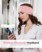 Perytong Sleep Headphones Wireless, Bluetooth Sports Headband Headphones with Ultra-Thin HD Stereo Speakers Perfect for Sleeping,Workout,Jogging,Yoga,Insomnia, Air Travel, Meditation (Bright Pink)