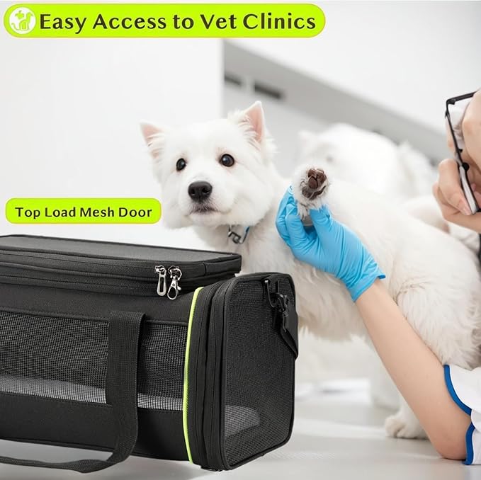 Black Expandable Pet Carrier for Cats/Dogs - Airline Approved, 2-Side & Height Extendable Design - Soft Sided Travel Bag(Black)