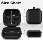 Square + Round Earbud Case Portable EVA Carrying Case Storage Bag Cell Phone Accessories Organizer with Carabiner for Earphone, Earbud, Earpieces, SD Memory Card, Camera Chips,Black