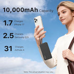 NOBIS Portable Charger 10000mAh 25W Power Bank Fast Charging Battery Pack with Built-in Type-C Cable, USB-C in/Out, USB-A Output with LED Display for Phone 17 S25