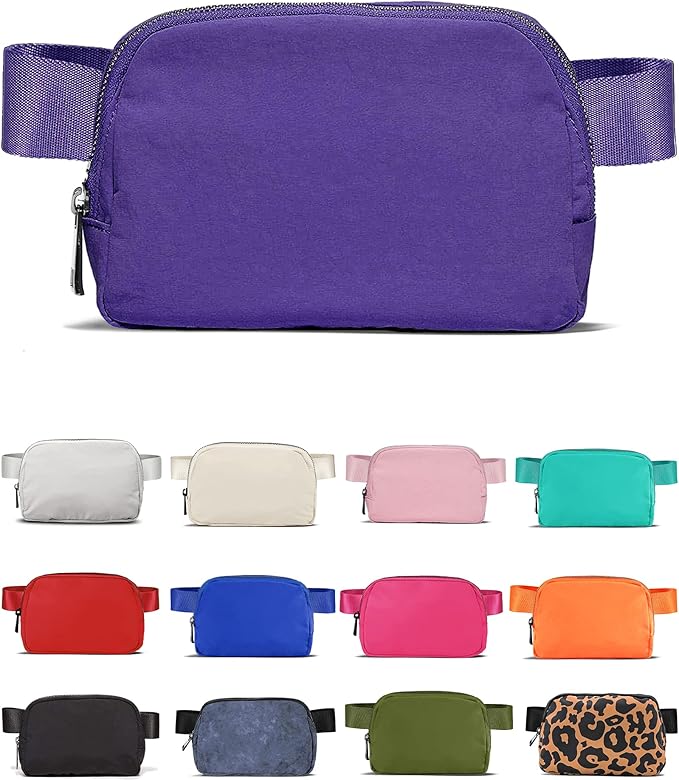 YOSHUYUKI Cross Body Fanny Packs for Women Men Fashion Waist Bag Pouch Nylon Small Travel Crossbody Bags Mini Purse Everywhere Belt Bag Bum Bag with Adjustable Strap for Workout Running Hiking Violet
