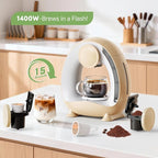 Pod and Grounds Single-Serve Coffee Maker, 2 in 1 One Cup Coffee Machine Compatible with K-Cup Pod & Coffee Grounds/Tea, Compact Design, 4-8oz, Champagne Color
