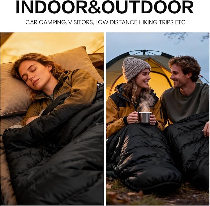 3-4 Season Sleeping Bag for Adults & Kids, Lightweight Warm Cold Weather Camping Bag with Waterproof Compression Sack – Portable for Hiking, Backpacking, Traveling & Outdoor Adventures