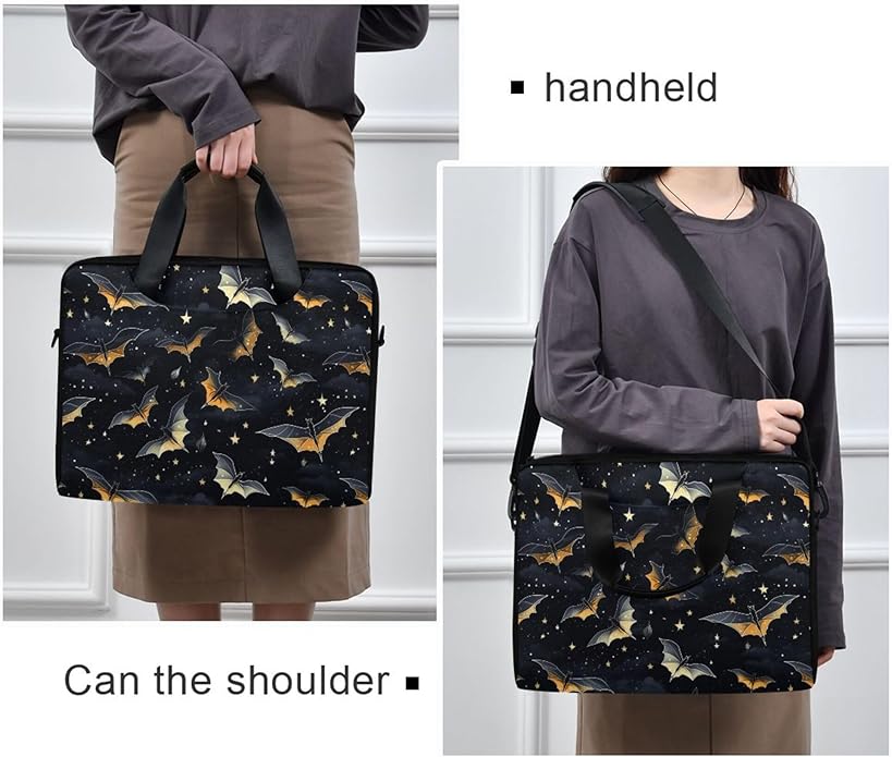 MNSRUU Laptop Bag for 15.6 inch Black Gothic Bats