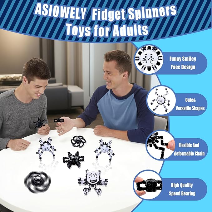Transformable Fidget Spinners Toys for Adults and Kids,Cool Fingertip Gyros,Sensory Toys for Teens Boys Age 8-12 ADHD Autism Relief Stress Birthdays Gifts Party Favors Easter Travel Toys