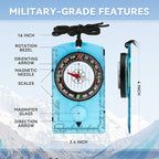 Compass Hiking Survival, Wilderness Survival Compass for Kids- Magnetic Gear Set Navigation Map- Backpacking Camping Hunting Survival
