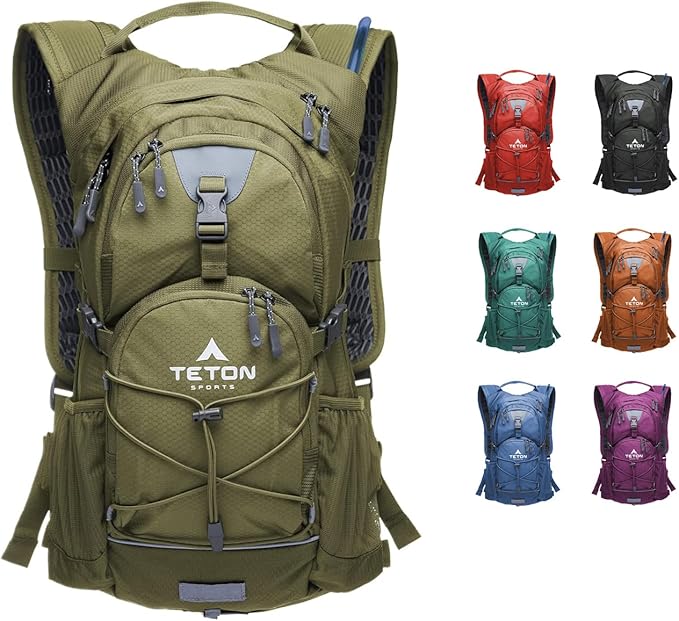 Teton Oasis/Trailrunner Hydration Backpack – Lightweight Water Pack with 2L/3L Bladder for Hiking, Running, Cycling, Biking 18L/22L Sizes – Sewn-in Rain Cover – Fits Men and Women
