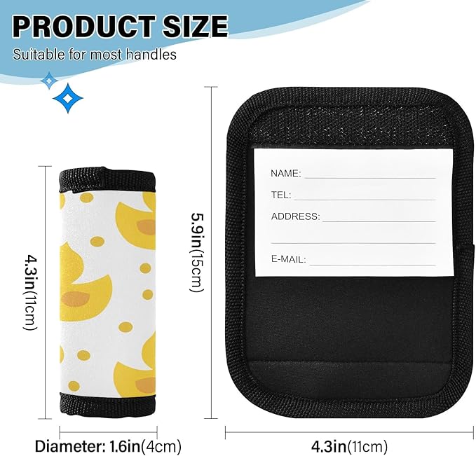 Cute Yellow Duck Luggage Handle Wrap for Suitcase Luggage Tags Handle Covers Identifiers Soft Decorations Travel Accessories 2 Pack