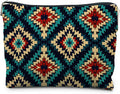 Boho Aztec Makeup Bag, Ethnic Southwestern Navajo Tribal Cosmetic Bag for Women, Western Gifts and Accessories