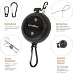 Portable Travel Clothesline Cord, Caudblor Adjustable 33ft Camping Clothes line, Laundry Drying Rope for Hotel Trip, Cruise, Outdoor/Indoor, with 12Pcs Stoppers, Windproof Clothespins