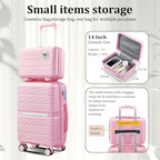 4 Piece Luggage Set, Hardside Expandable Lightweight Suitcase with 360° Mute Spinner Wheels Luggage Sets, TSA Lock, 14/20/24/28 Inch Travel Luggage for Men, Women and Girls (Pink 2)