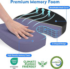 XXLSeat Cushion Office Car Seat Cushion, Memory Foam Cushion for Office Chair, Car Seat, Airplane, Bleacher Non-Slip Chair Pad, Butt Pillow for Desk, Wheelchair, Car (Black)