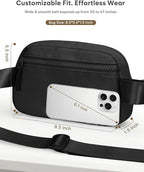 Pritent Fanny Packs for Women Cross Body Bag Waterproof Belt Bag with Adjustable Strap and Zipper Back Pocket Small Crossbody Bags Fashion Waist Packs for Workout Travelling(Black)