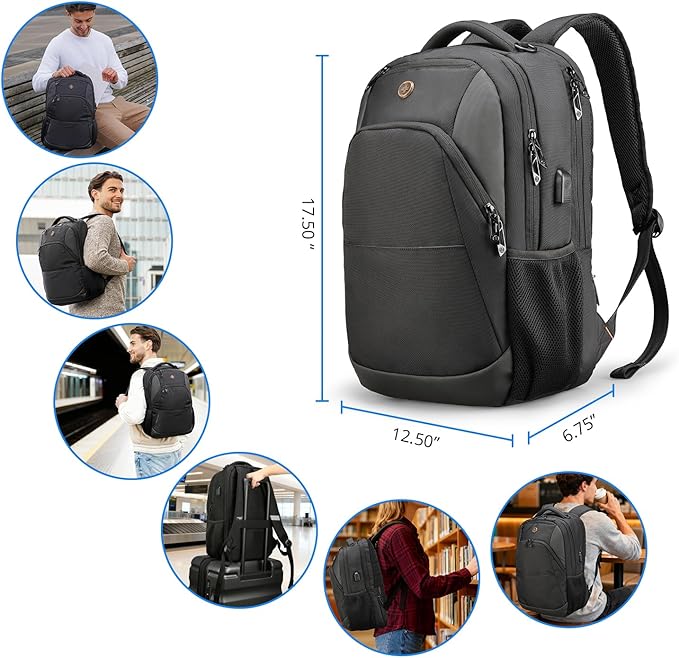 Swissdigital Design Adult Laptop Backpack, College Laptops Backpack with USB Charging Port for Men Fits 16 Inch Notebook with Finder Keychain, Bluetooth Tracker, Item Locator for Keys,SD16709508F-01